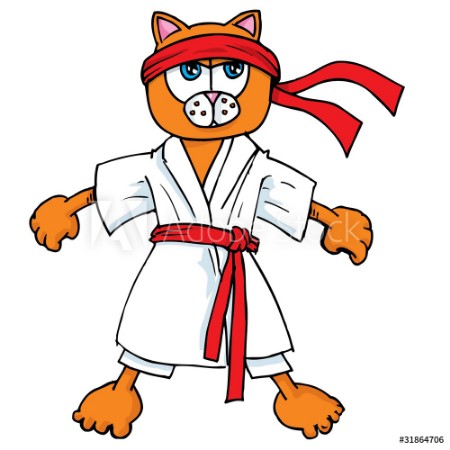 Afbeeldingen van Cartoon cat in karate outfit
